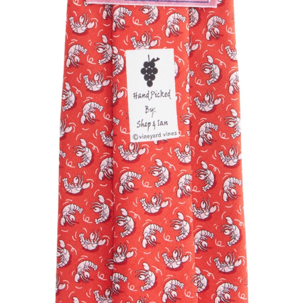 100% Silk Vineyard Vines Men's "Lobster Roll" Red Tie